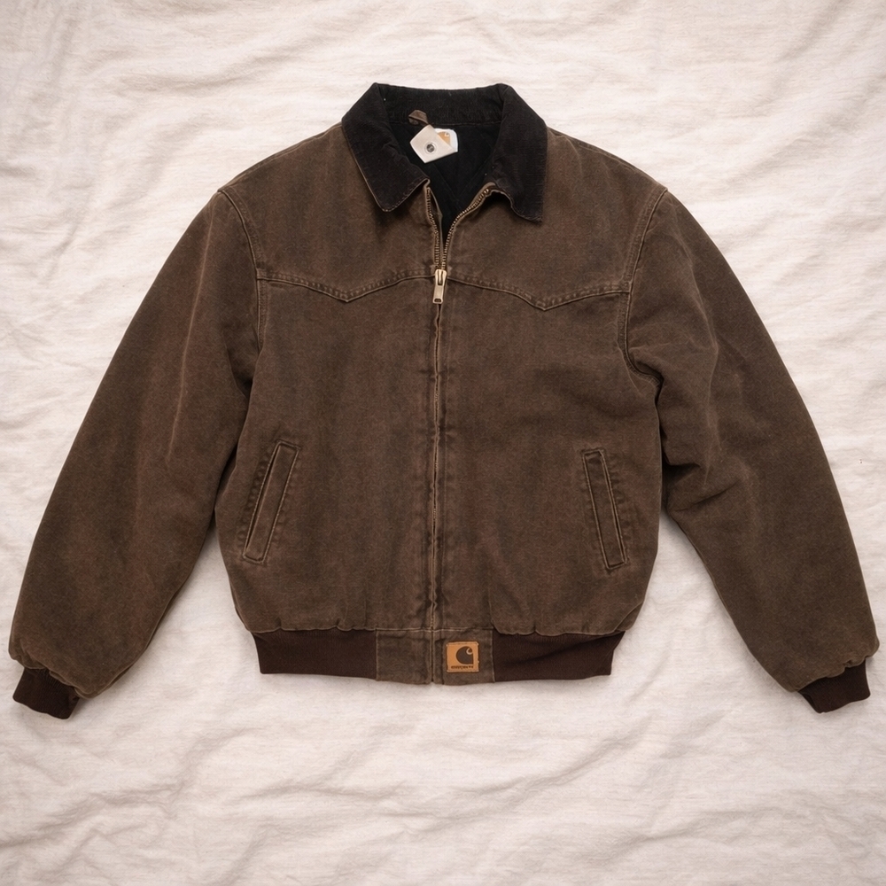 Carhartt J14 CHT Detroit Jacket Brown Duck Canvas Blanket Lined Tall XL Vintage